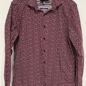 Cactus Maroon Patterned Button Down Shirt